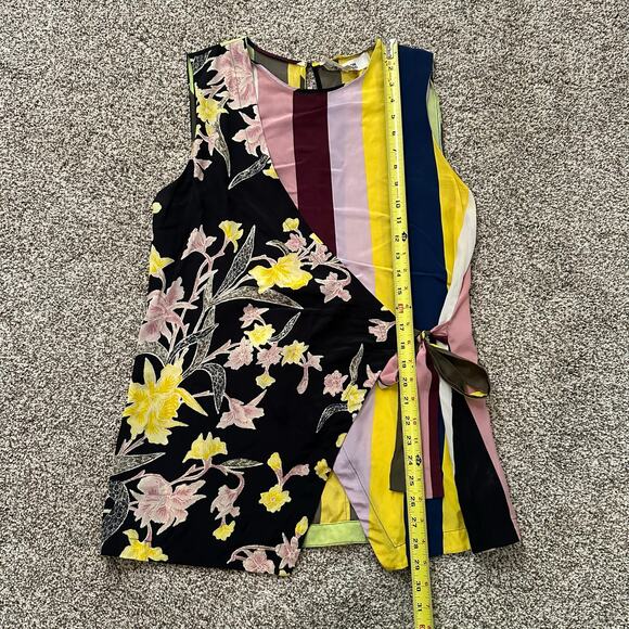 Diane Von Furstenberg multicolor striped silk wrap sleeveless top size M - Picture 8 of 12